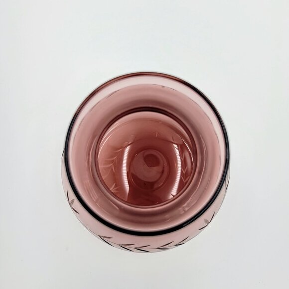 Vintage Cranberry Purple Etched Vase Round Read - Picture 8 of 11